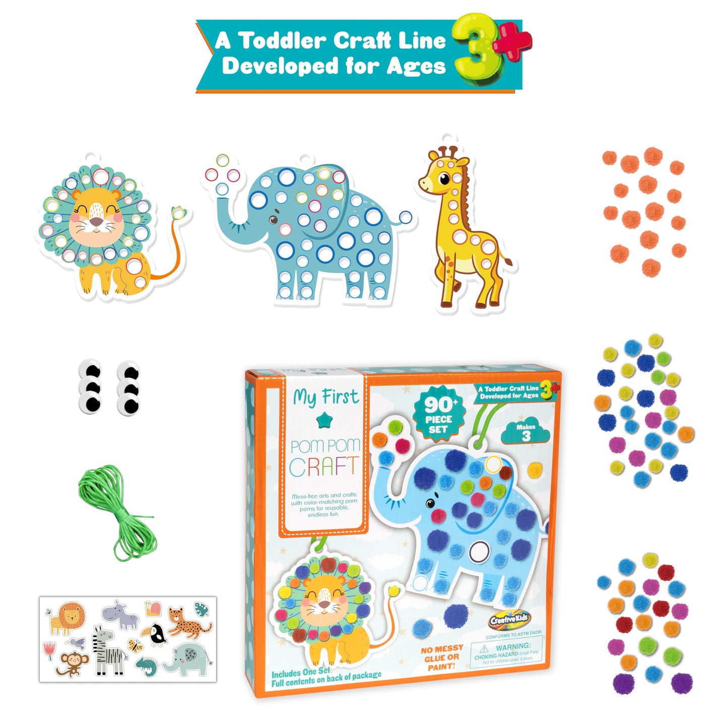 My First Pom Pom Craft Kit for Kids Ages 3+