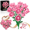 Pink Rose Bouquet Building Set, Compatible with Lego Flowers for Adults Women, Botanical Collection Gift for Mother's Day & Valentine's Day Artificial