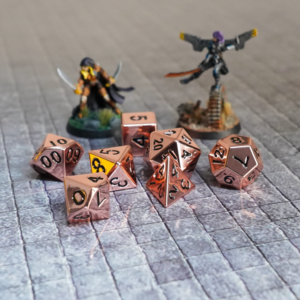 Metal Dice Polyhedral Set of 7 die (7) Copper