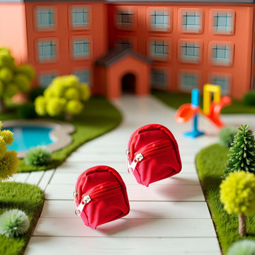 2Pcs Red Mini Doll Backpack School Bag Model Dollhouse School Accessory for 1/6 Scale Dollhouse Décor, Simulation Mini School Bag Model, Dollhouse