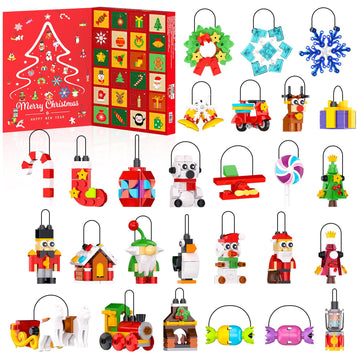 Christmas Advent Calendar 2026 Building Sets, 24 Packs Christmas Ornaments Building Kit, Christmas Tree/Santa/Reindeer