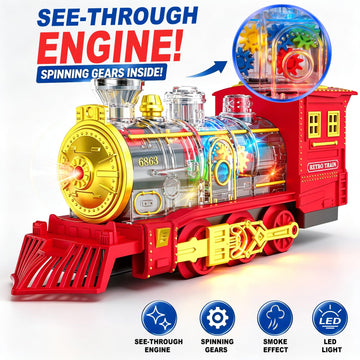 Electric Train Set Christmas Train Toys for Boys with Smokes, Lights and Sound (ON/Off) Train Set Under Christmas Tree, Toddler Model Trains for 3 4 5