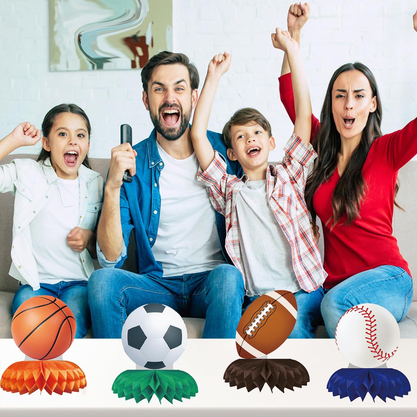 12pcs Sports Themed Birthday Party Decorations Sports Table Honeycomb Centerpieces Football Basketball Baseball Soccer Table Centerpieces Boy's
