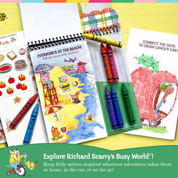 Bright Stripes Richard Scarry Art on the Go Travel Coloring Kit, Ages 3+