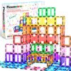 PicassoTiles 42pcs Magnetic Tiles Magnet Blocks See-Through Shape STEM Toys Building Block Educational Playset Compatible with Major Brand Tile