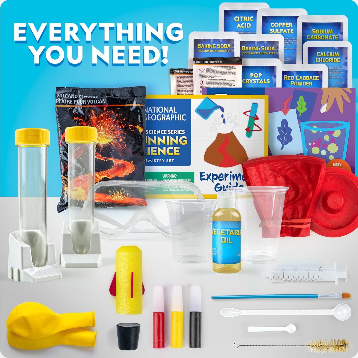 National Geographic Chemistry Set with 45 Experiments for Kids 8-12