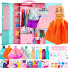 Style Shine 70 Pcs Doll Closet with Clothes & Accessories Including 2 Wedding Gowns 6 Fashion Dresses 2 Casual Outfits 2 Swimsuit 10 Shoes 20 Hangers