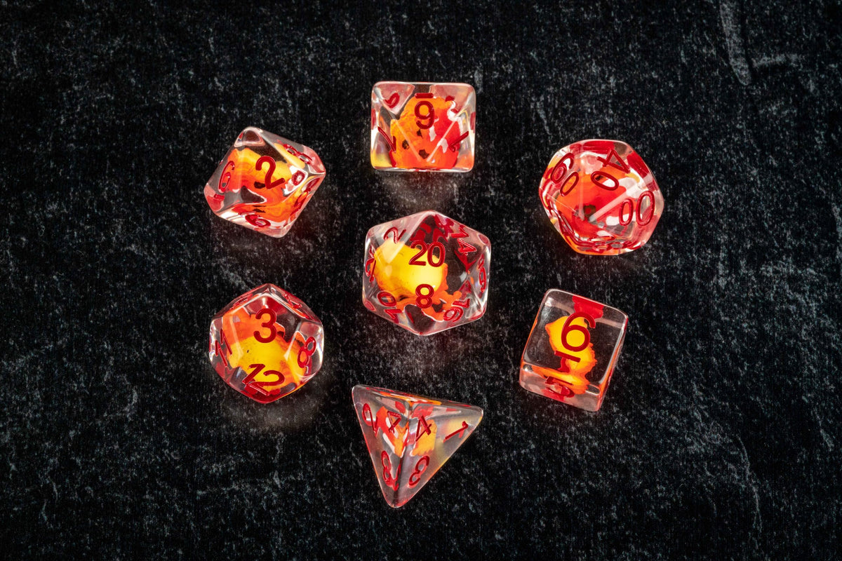 FanRoll Dragon StormTM Inclusion Resin Dice Set: Red Dragon
