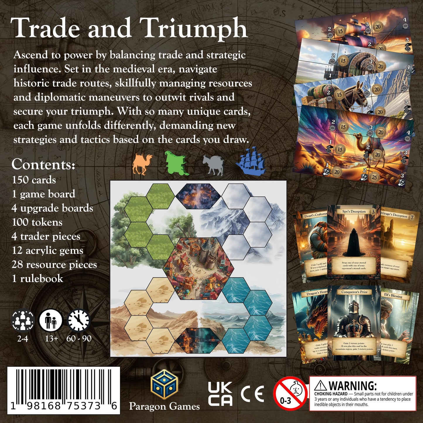 Strategy Board Game for Adults & Families | Easy to Learn Medieval Trading Game | Trade and Triumph by Paragon Games | 2-4 Players, Ages 13+, 60-90