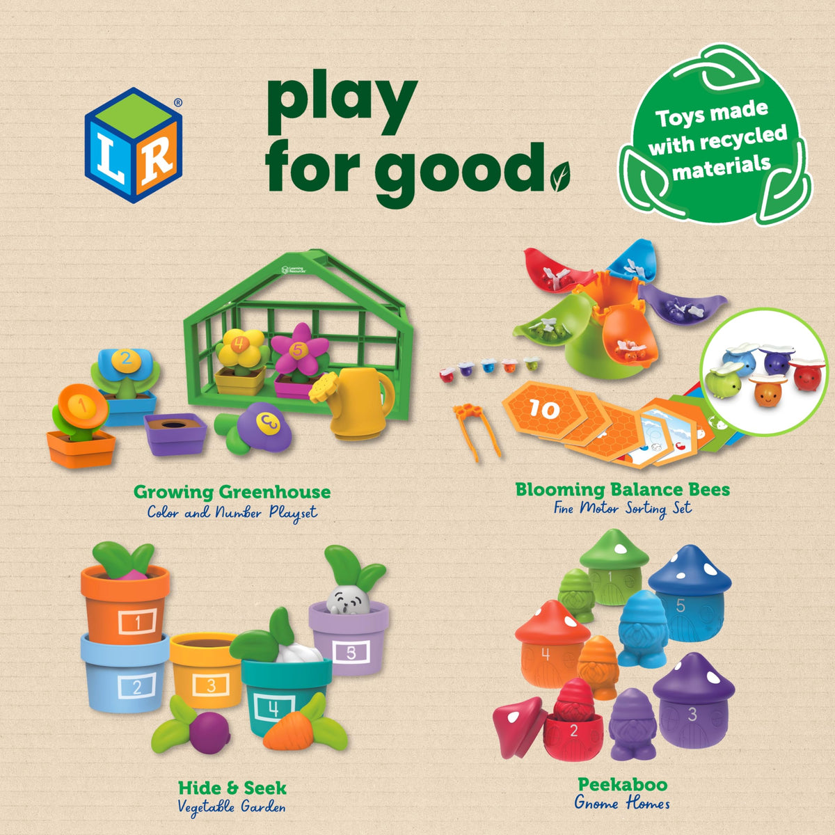 Learning Resources Growing Greenhouse Color & Number Playset - 12 Pieces, Ages 18 Months +, Preschool Activities, Toddler Montessori Toys, Gifts