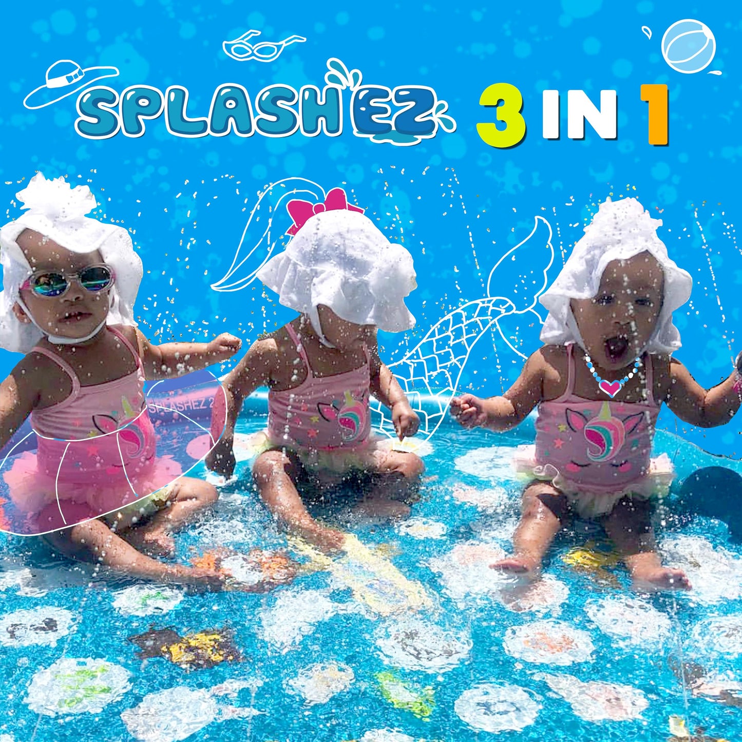 SplashEZ 3-in-1 Splash Pad, Sprinkler for Kids & Baby Pool for Learning