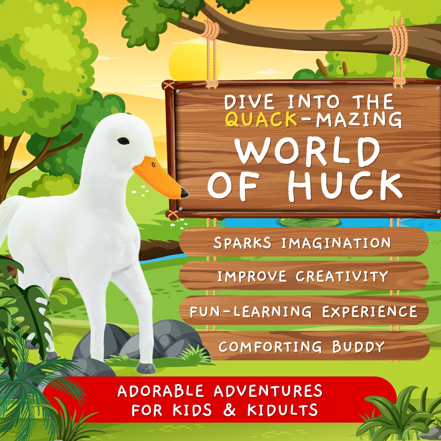 Huck Mini Randimal Animal Figures - Horse & Duck Hybrid Realistic Toys - Unique Safari & Farm Animal Mix - Small Figurines for Kids & Kidults