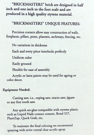 Houseworks Dollhouse Miniature Brickmaster Common Joint Brick Sheet