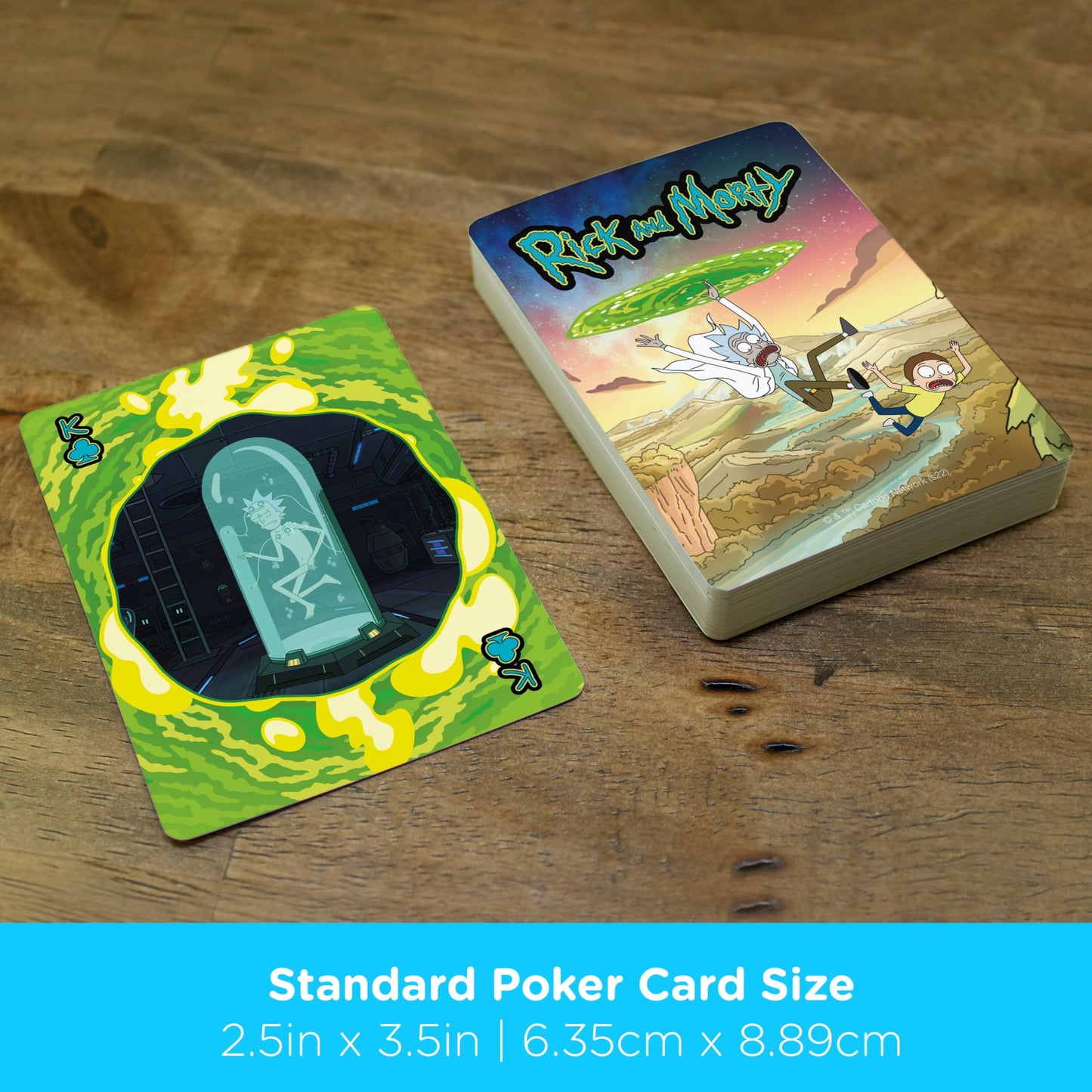 Aquarius Rick and Morty Playing Cards Standard Size - Themed Novelty Deck with 52 Unique Sci‑Fi Designs - Collectible Merchandise Gift for Teens