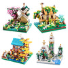 LUKHANG Four Seasons Flower House Plant Series 4 Miniature Building Blocks Set, Creative Tree House Flower and Plant Model DIY Gifts for Adults
