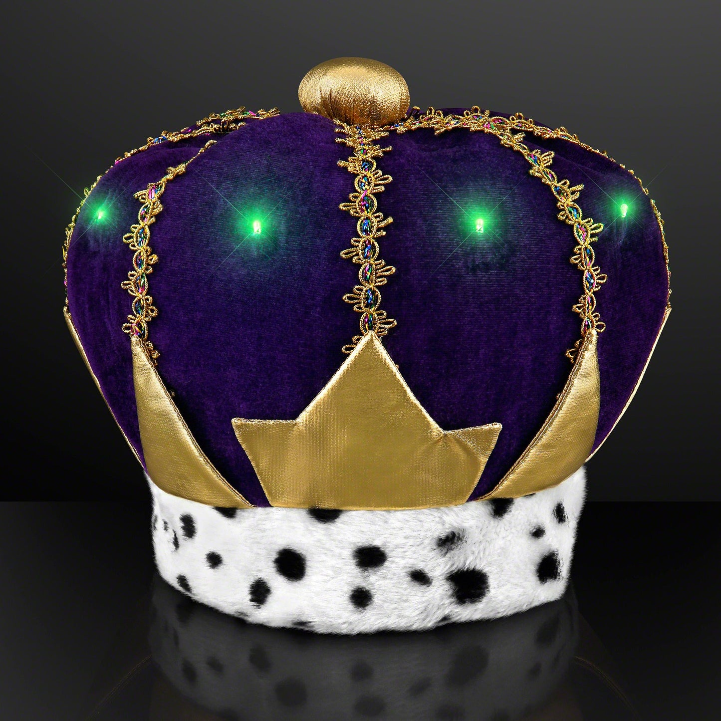 FlashingBlinkyLights Light Up Mardi Gras King Crown Hat