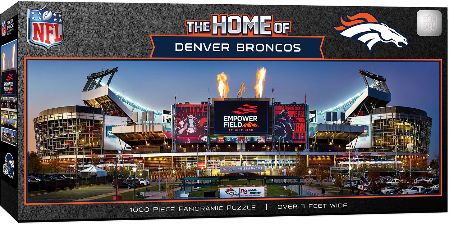 MasterPieces NFL 1000 Piece Jigsaw Puzzle - Denver Broncos Stadium View Panoramic - 13"x39" - Challenging Adult Puzzle - Eco-Friendly Materials