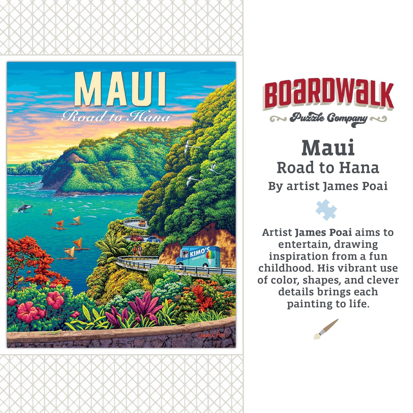 Boardwalk Maui Road to Hana 500 Piece Jigsaw Puzzle Tropical Coastal Hawaii Puzzles with Premium Box, Gift for Adults and Family 16"x20"