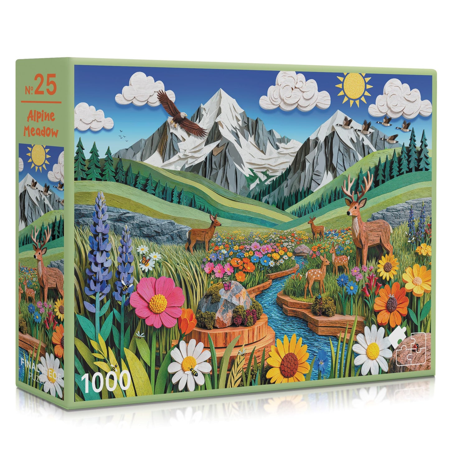Alpine Meadow (No. 25) - 1000 Piece Nature Jigsaw Puzzle for Adults | Printed in USA | Satin Low-Glare Finish | Random Ribbon Cut | Bonus Poster |