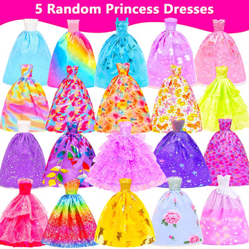 BARWA 116 Pack Doll Clothes and Accessories 5 Wedding Gown Dresses 9 Fashion Dresses Slip Dress 3 Tops 3 Pants 2 Swimsuits Bikini 16 Shoes 15 Hangers