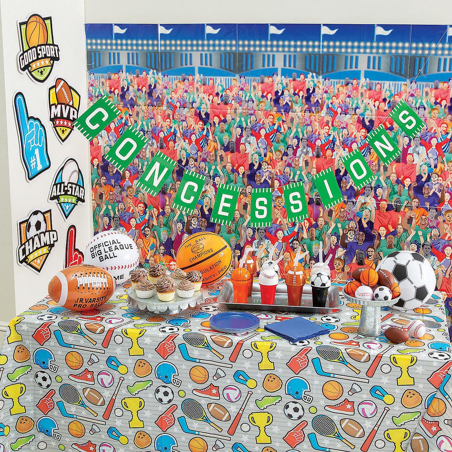 Fun Express Inflatable Sport Ball Assortment Baseballs, Footballs, basketballs and Soccer Balls - VBS Vacation Bible School Supplies/Decor (Set of 12)