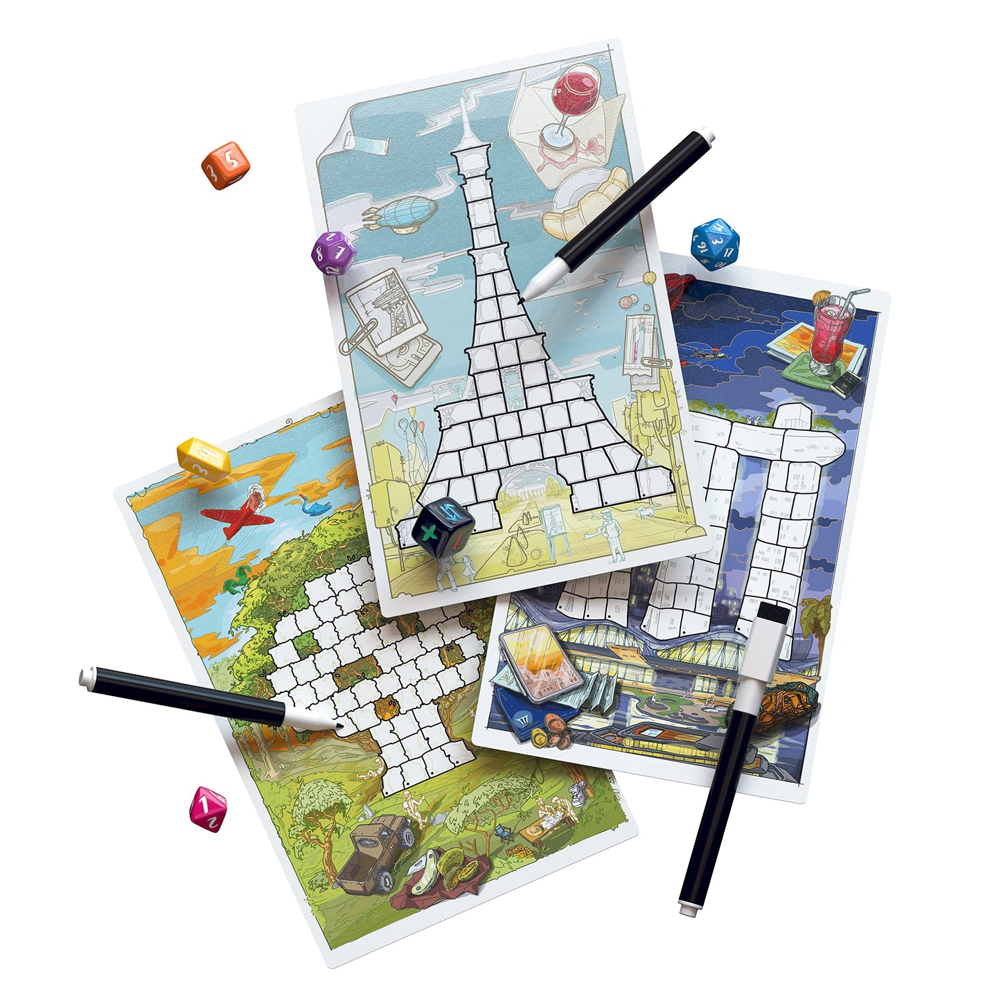 Roll to The Top - Journeys Base Game - Roll-and-Write Baord Game - 1 to 6 Players - 20 Minutes Play Time (Roll to The Top: Journeys (Base Game))