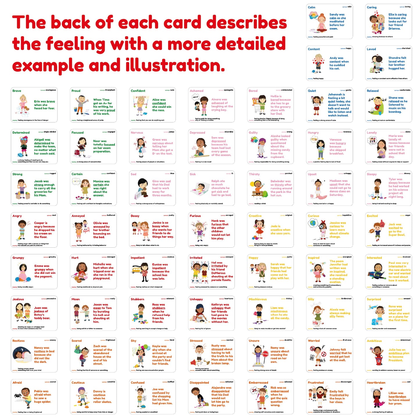Emotion Cards for Kids, Feeling Cards Game | 60 Emotion & Feeling Flash Cards for Kids | Learn Feelings and Needs Cards | Teach Mixed Emotions