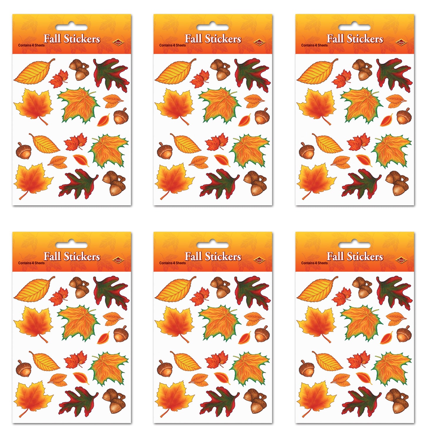 Beistle 24-Sheet Thanksgiving Fall Stickers, Festive Autumn Leaves & Acorn Sticker Pack for Harvest Party Favors, Scrapbooks and DIY Crafts