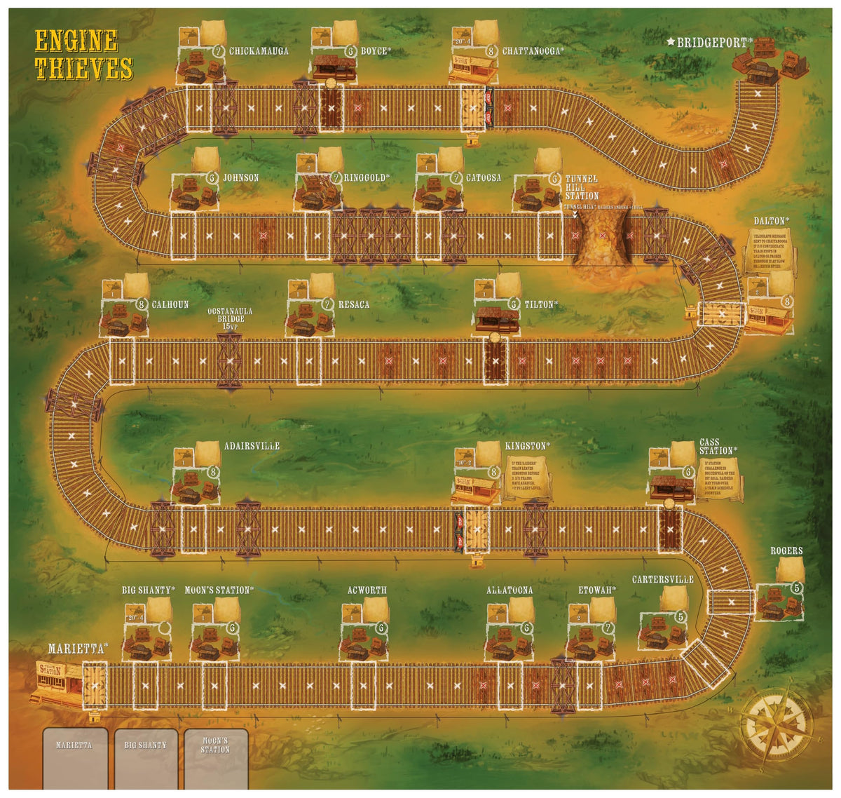 Compass Games Engine Thieves: The Great Locomotive Chase Board Game, for Adults 18+