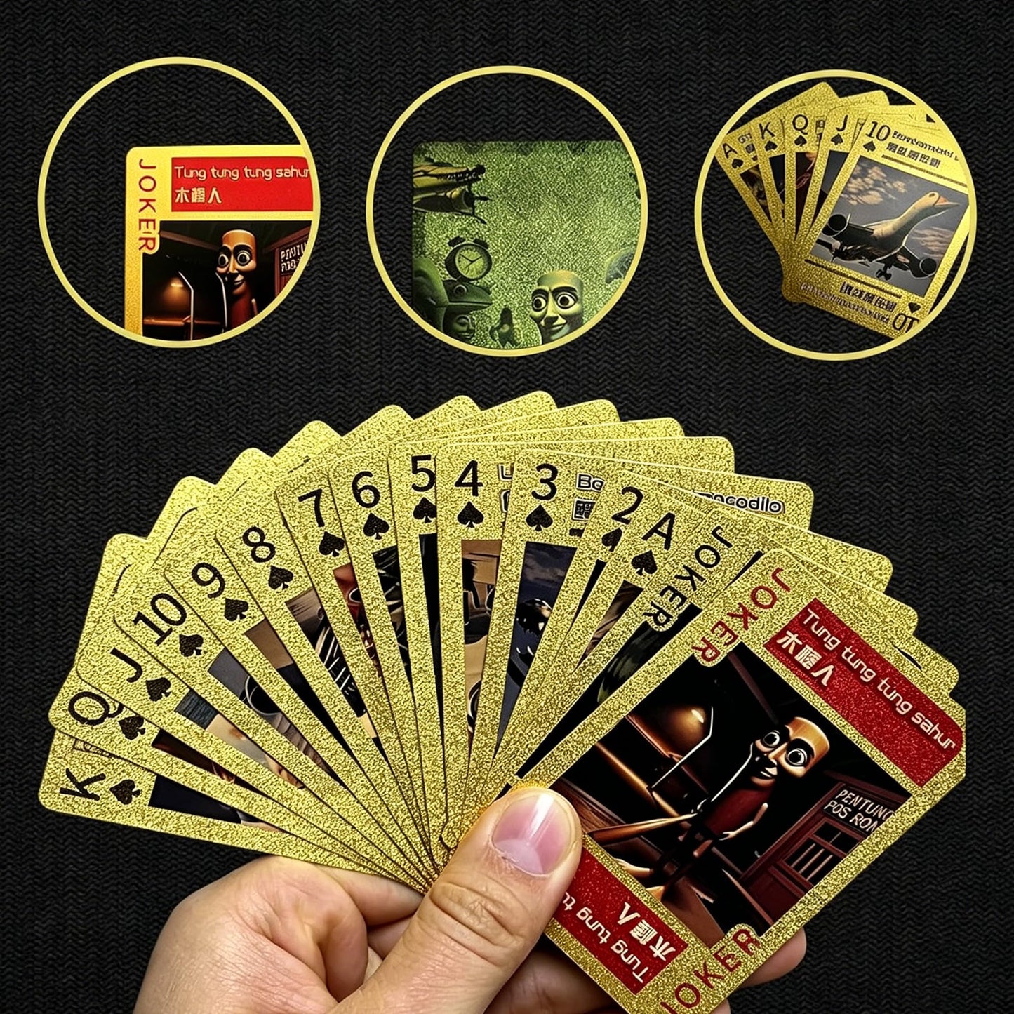 SNALXEWD Italian Brainrot Playing Cards Deck, 54 Cards PVC Waterproof Poker Cards with Meme-Style Artwork for Party Games, Travel and Casual Play