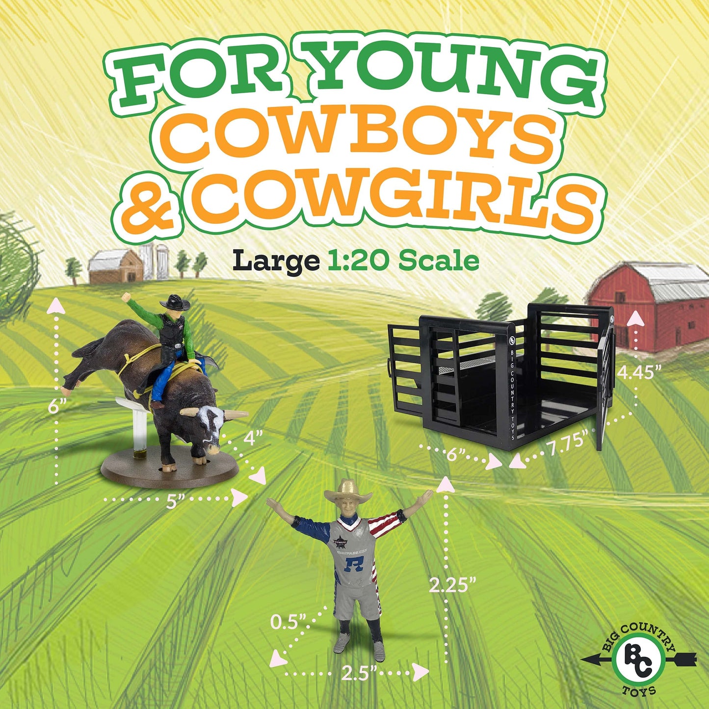Big Country Toys 13 Piece PBR Bull Riding Playset - Rodeo Toys - Toy Figures & Playsets