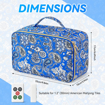 apinud Mahjong Tiles Bag with Zipper and Handle, for 1.2" (30mm) Standard Size American Mah Jong Tiles,Thickened Carrying Storage Pouch Inner Pocket
