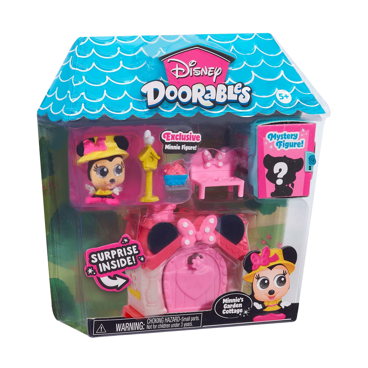 Disney Doorables Mini Playset Minnie Mouse’s Garden Cottage, Exclusive Minnie Mouse Collectible Figure, Kids Toys for Ages 5 Up by Just Play