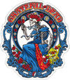 Grateful Dead Vintage Mucha Style Bertha in Blue Dress Transparent Die-Cut Sticker/Decal