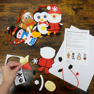 4E's Novelty Foam Christmas Character Ornament Crafts for Kids (12 Pack) Santa, Gingerbread Man, Snowman, & Penguin Christmas Crafts for Kids Toddlers