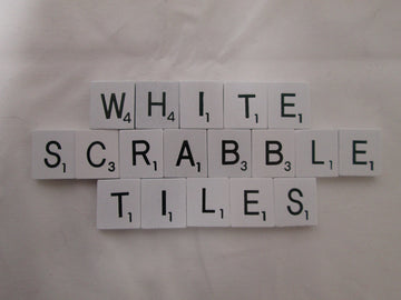 WHITE Wood Scrabble Tiles with Black Letters ~ Set of 100 Tiles ~ Weddings!, Game Replacement, Scrapbooking, Crafts, Messages, Etc.