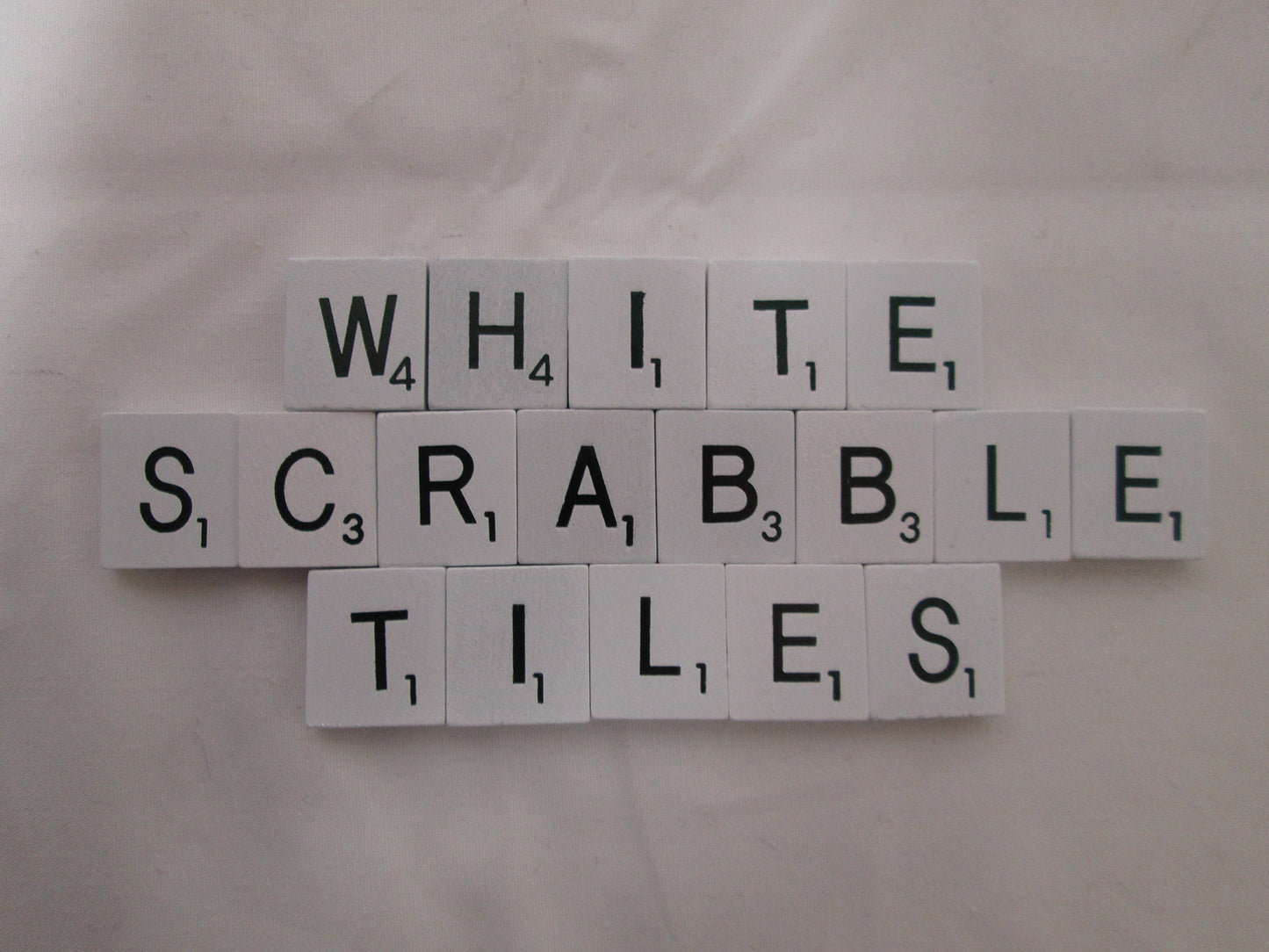 WHITE Wood Scrabble Tiles with Black Letters ~ Set of 100 Tiles ~ Weddings!, Game Replacement, Scrapbooking, Crafts, Messages, Etc.