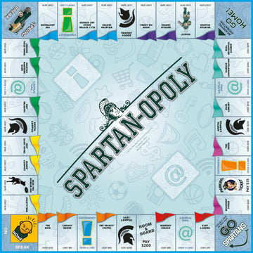 Late for the Sky Spartanopoly Board Game - Michigan State University Edition, 2-6 Players Family Strategy, Campus Theme Collectible