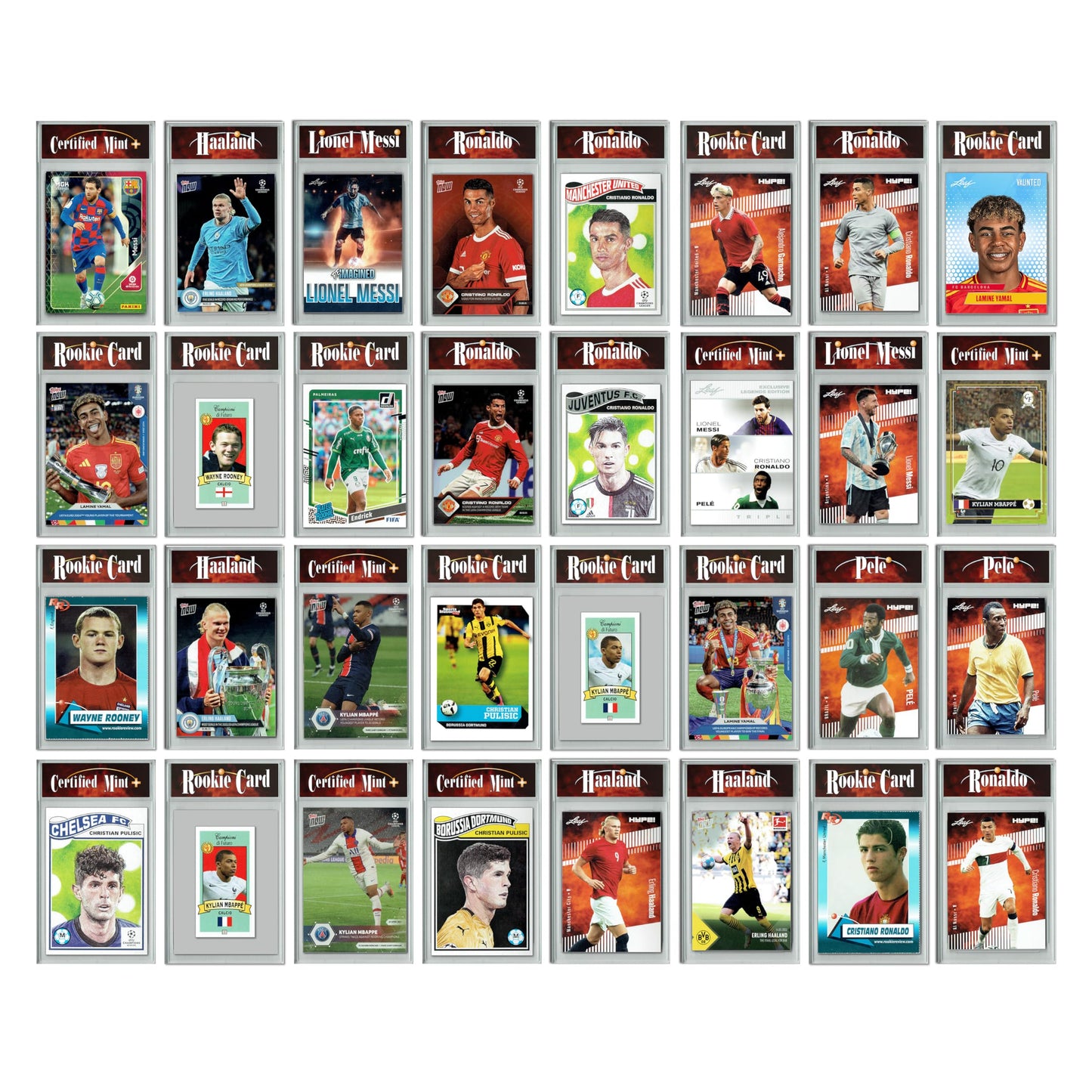 LOADED! Soccer Collector's Box: 4 Certified Mint+ Rookie Cards & Rarities - Lionel Messi, Lamine Yamal, Ronaldo, Pele, Kylian Mbappe and more
