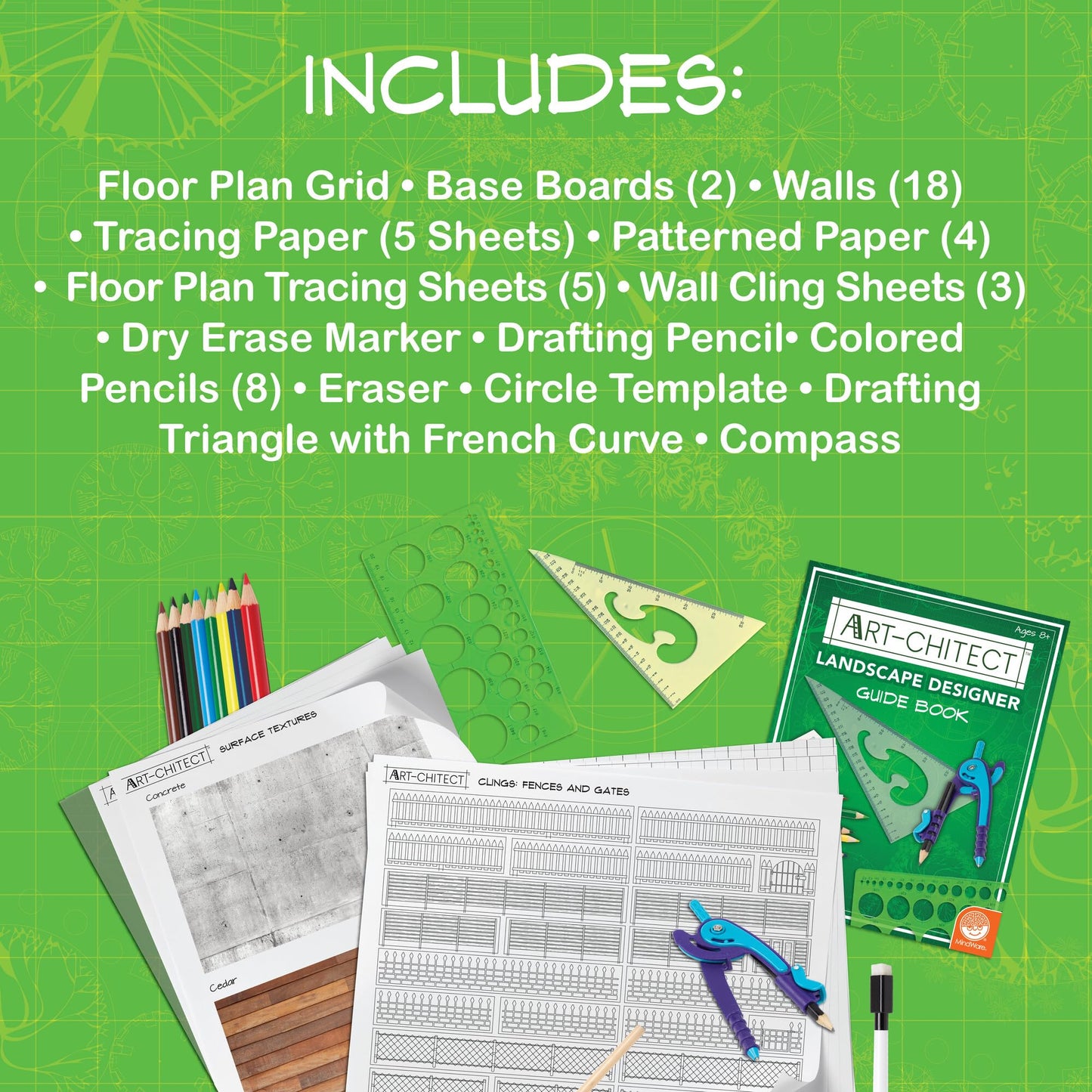 MindWare Art-chitect Landscape Designer for Kids - 3D Landscape Design Kit for Kids Ages 8 and Up - Learn The Basics of Architecture As You Design
