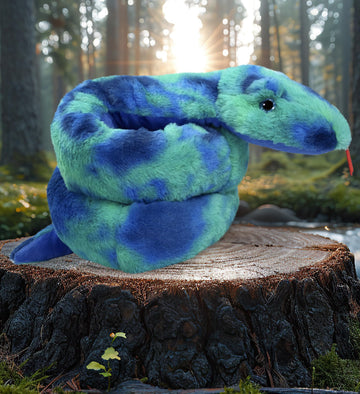 DolliBu Blue Tie-Dye Snake Stuffed Animal - Huggable Snake Plush, Adorable Playtime Plush Toy, Cute Wildlife Animal Cuddle Gifts, Super Soft Plush
