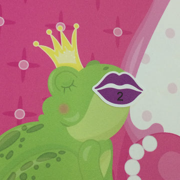 STICKAMAJIGGER Kiss the Frog Princess Party Peel & Stick Poster with 24 Pre Cut Restickable Game Pieces Reusable Classroom Activity or Birthday Fun