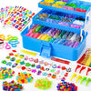 INSCRAFT 17500+ Rubber Loom Bands with 3 Layer Deep Blue Container, 28 Colors, 600 S-Clips, 352 Beads, 40 Cartoon Pendant, Bracelet Making Refill Kit