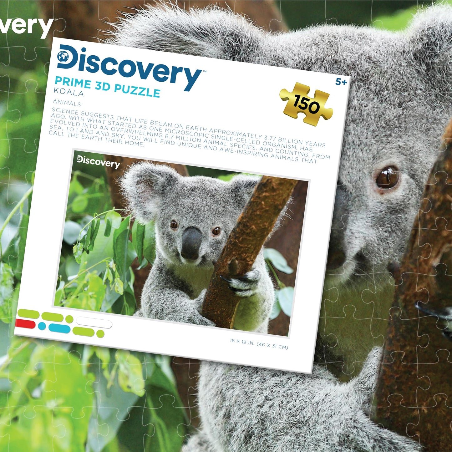 Prime 3D | Discovery | Koala | 150 Piece 3D Jigsaw Puzzle for Kids | Finished Size 18" x 12" | Challenging & Fun for Kids & Families | Immersive 3D