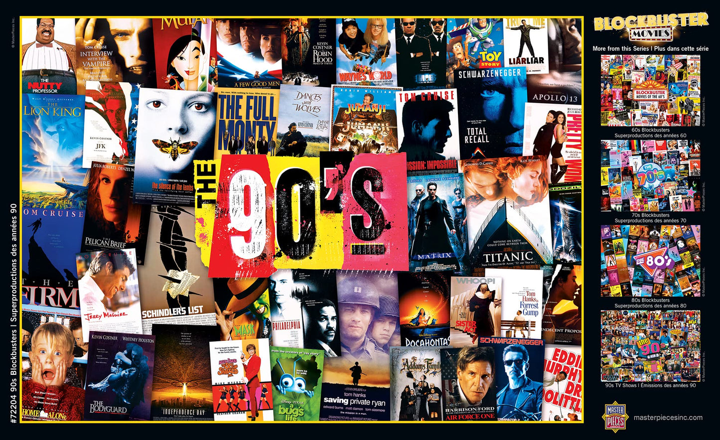 MasterPieces 1000 Piece Jigsaw Puzzle for Adults - 90's Blockbusters - 19.25"x26.75" - Bold Team Colors - Age 14+