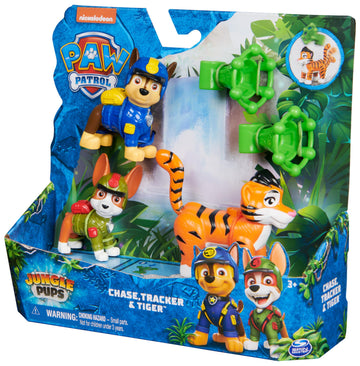 PAW Patrol Jungle Pups, Figurines Articulées Chase, Tracker & Tiger Avec Lance-Projectile, Jouets Pour Les garçons et, Black