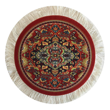 Set of 4 Round Dollhouse Rugs - Miniature Carpet Accessories for Doll Houses, 5 Inch Diameter Floor Décor, Oriental Style