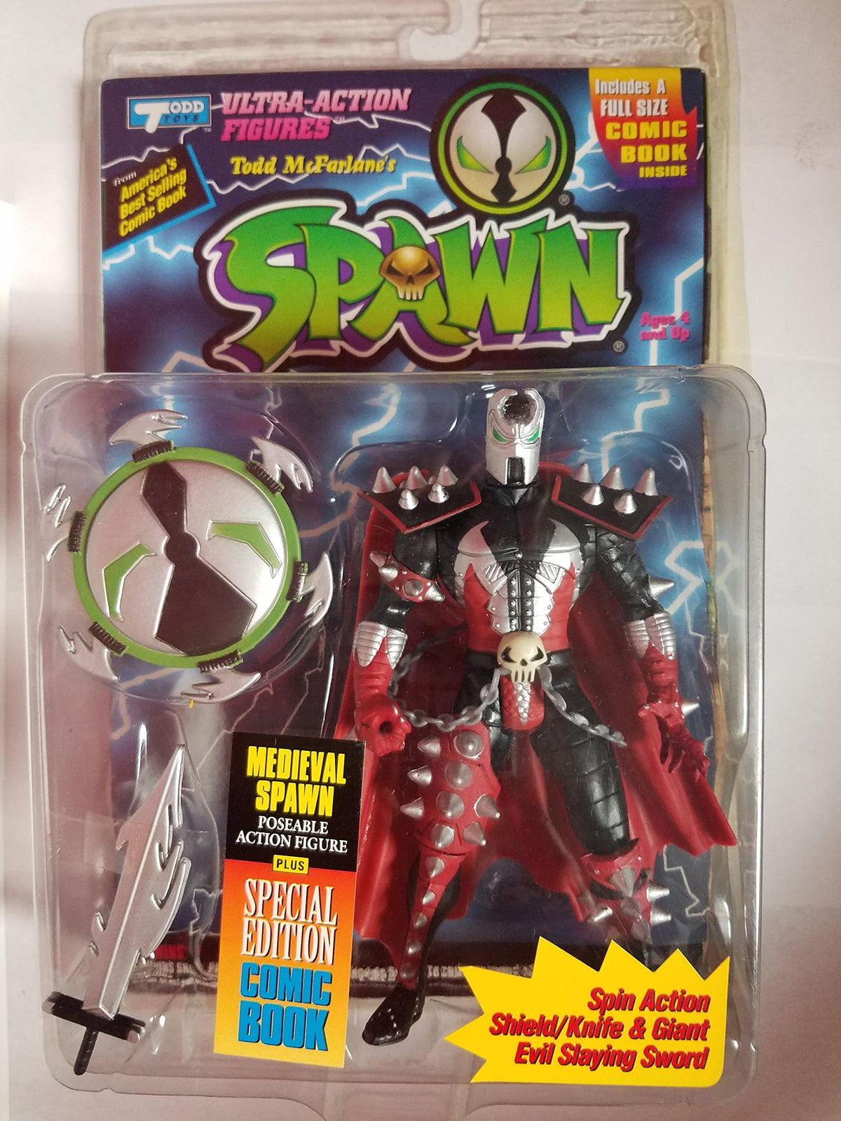 McFarlane Toys Spawn series 1 Medieval Spawn Action Figure w/ comic