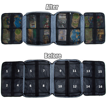 KISLANE Board Game Carrying Case with 18 Pockets for Board Games, Pieces, Tokens, Cards and More, Expandable Board Game Storage Solution for Travel