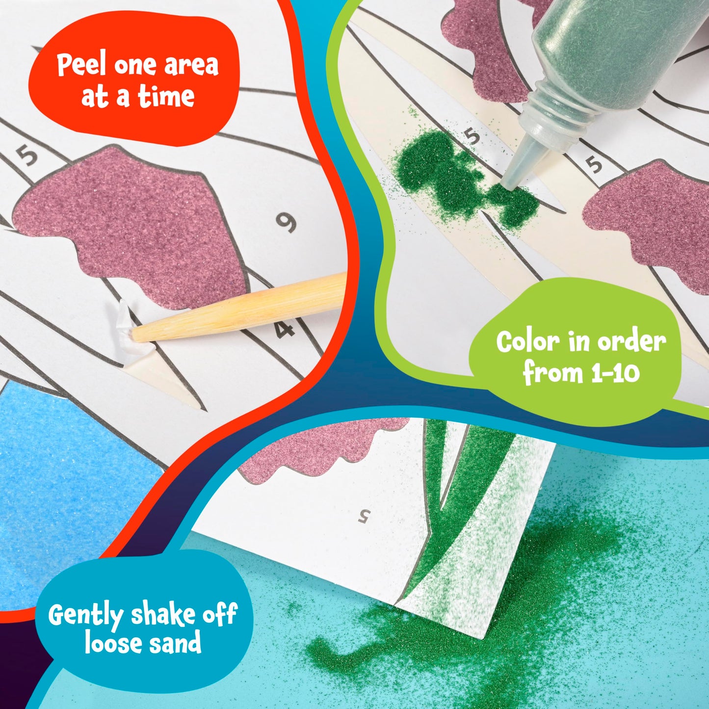 READY 2 LEARN Sand Art Painting | Sea Life | 4 Underwater Scenes | 10 Colors - Sand Art Kits for Kids Ages 4-8
